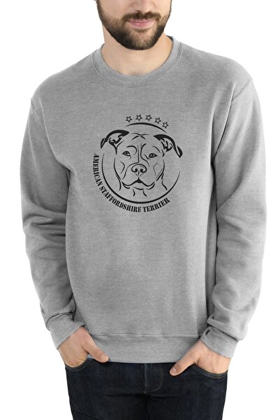 Collage Світшот з довгими рукавами для чоловіків, сірий з принтом Pitbull