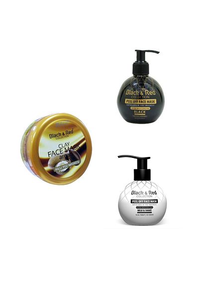 Black Red Peel-Off Black Mask + Peel-Off Milk Mask + Argan Oil Clay Mask Triple Set