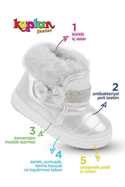 KAPTAN JUNIOR Γυναικεία Μποτάκια με Γούνα Εσωτερικά Αντιολισθητική Σόλα