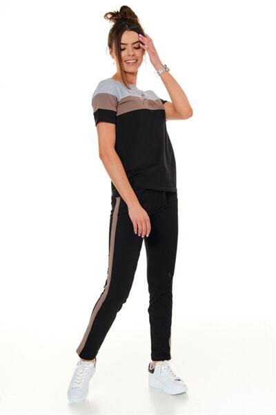 fasardi Bisiklet Yaka Şeritli Kadın Ikili Takım