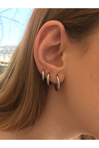 Diesmoon Silver Earrings Steel Water Resistant Combination Earring Set