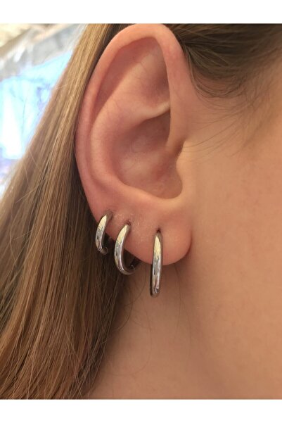 Diesmoon Silver Earrings Steel Water Resistant Combination Earring Set