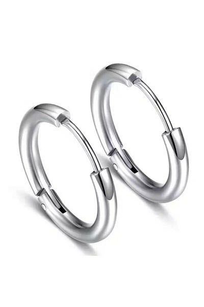 bymissnora Unisex 316l Surgical Steel Silver Color 10 mm Hoop Earring