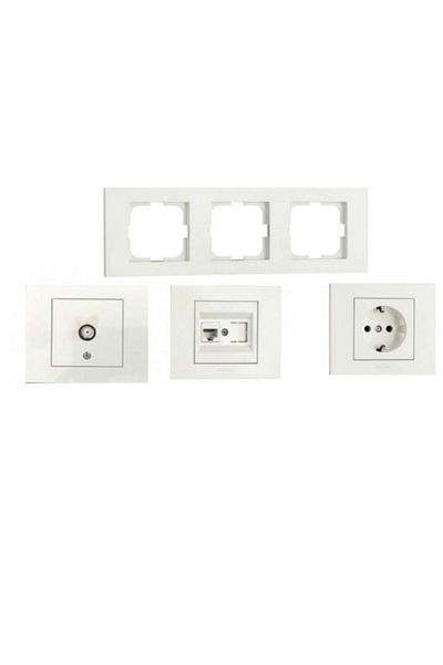 OVİVO Ovivo Grano White 3-Piece Set - Socket Satellite, TV, Phone and Triple Frame