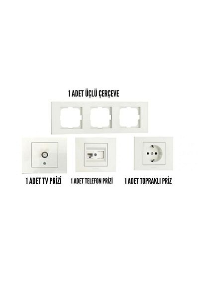 OVİVO Ovivo Grano White 3-Piece Set - Socket Satellite, TV, Phone and Triple Frame
