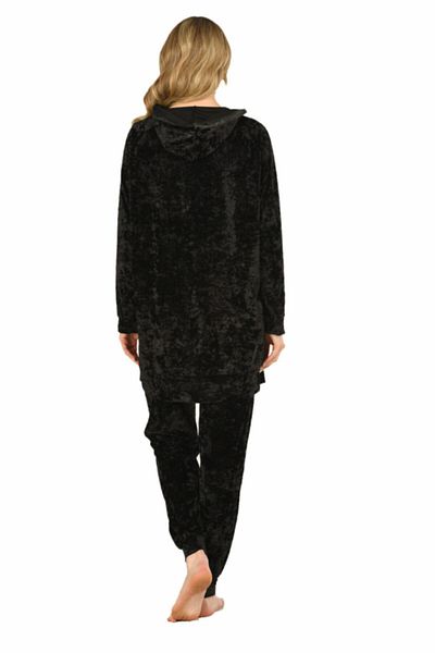 Jiber Set pijamale de damă din catifea cu glugă Jbr-3907
