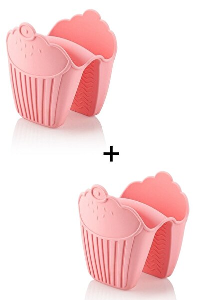 ENASHOP 2 Adet Silikon Fırın Eldiveni Tutucu Isı Yalıtımlı Mikrodalga Fırın Tencere Tepsi Tutmaç Seti Pembe