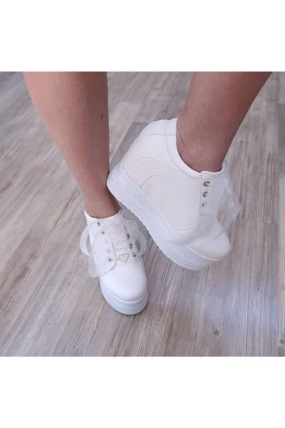 Ayakkabı Tutkusu Stilo ® White Skin Inside Hidden Wedge Heel 13cm
