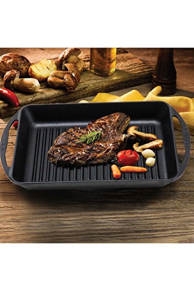 Lava 22X32Cm Cast Iron Metal Rectangular Grill Pan with Handles