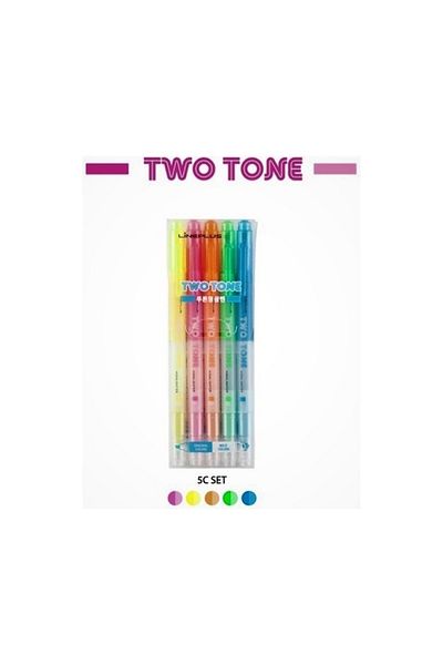 Lineplus Two Tone Vibrant And Pastel Colors Highlighter Double Tip 5 Colors