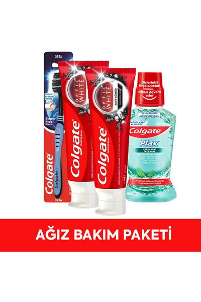Colgate Activated Charcoal Toothpaste 50 ml 2 Pieces Plax Oral Care Water 250 ml Flexi Toothbrush