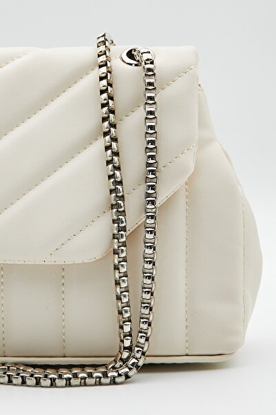 Çantacımstore Női krémvarrás részletes steppelt Crossbody táska