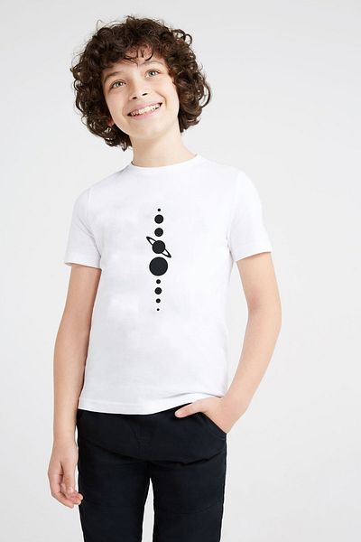QIVI Tricou alb unisex pentru copii