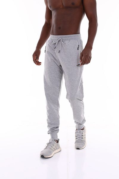 ZEYMERADE Pantaloni de sport sport din bumbac, gri Melange, cu fermoar ascuns