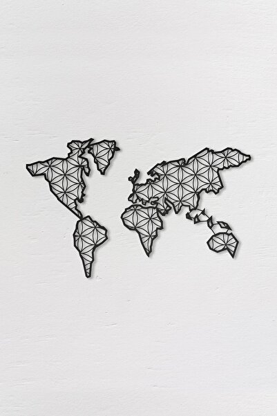Northshire Liv Xlarge - Dünya Haritası - Metal Dekor Duvar Tablo - Duvar Süsü