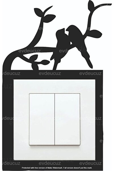 evdeucuz Ahşap Priz Çerçevesi Kuş Temalı