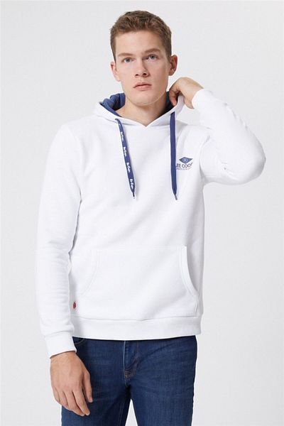 Lee Cooper Men's Fabian Hooded Sweatshirt White 221 LCM 241036
