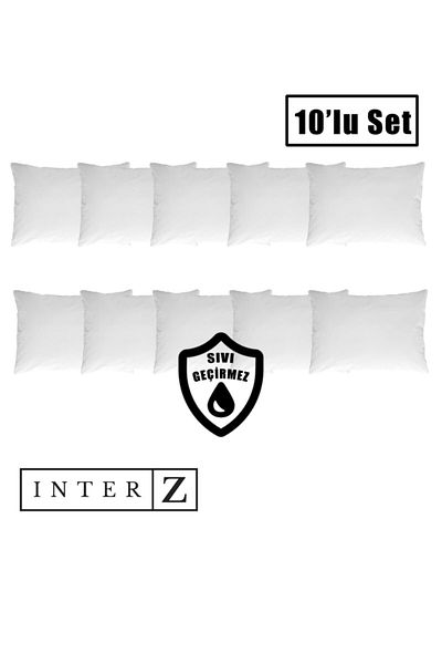INTER Z Set of 10 Liquid Proof Pillow Protector Mattress Cover with Zipper, 50x70 Cm