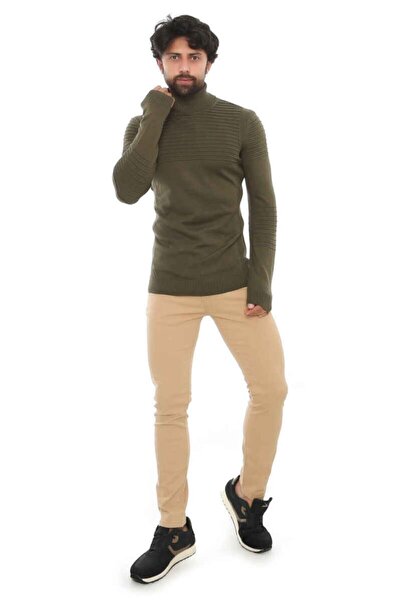 Cazador Men's Khaki Jazz 3034 Full Turtleneck Sweat