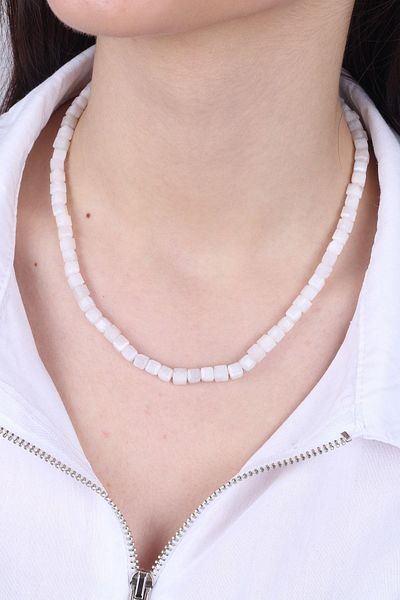 Dünya Doğal Taş Moon Stone Facet Cut Women's Necklace -200072