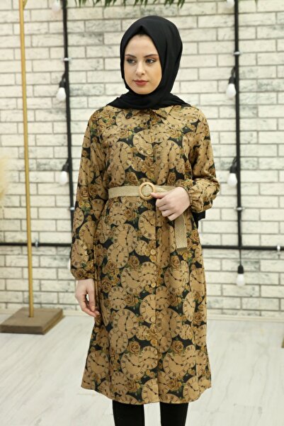 Feiza Collection Desenli Tesettür Tunik - Siyah