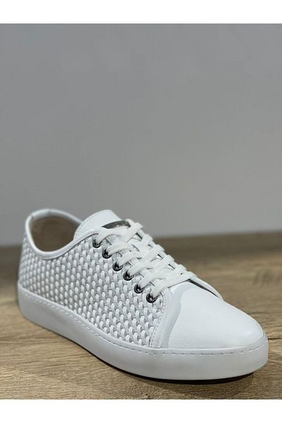 Pierre Cardin Ready Sole White Knit Leather Sneakers Shoes