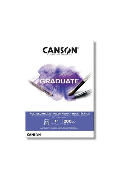 Canson White Graduate Mixed Media - Multi-Purpose 200 Gr.A5 20 Yp Block