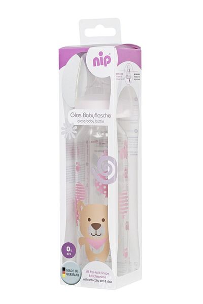 Nip 250 Ml Anti-Colic Glass Baby Bottle Girl
