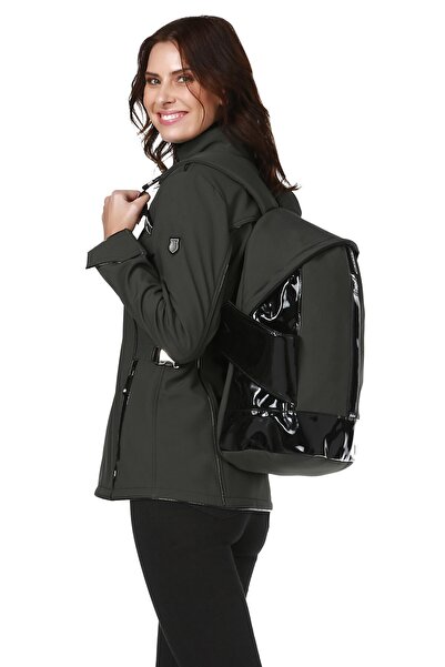 Rüzgar Yağmur Geçirmez Haki Soft Shell Çantalı Mont