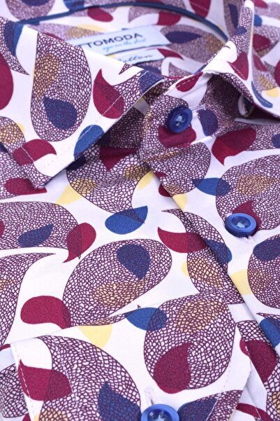 Ottomoda Erkek Dijital Baskılı Uzun Kollu Regular Bordo Gömlek, Ot-c-20119