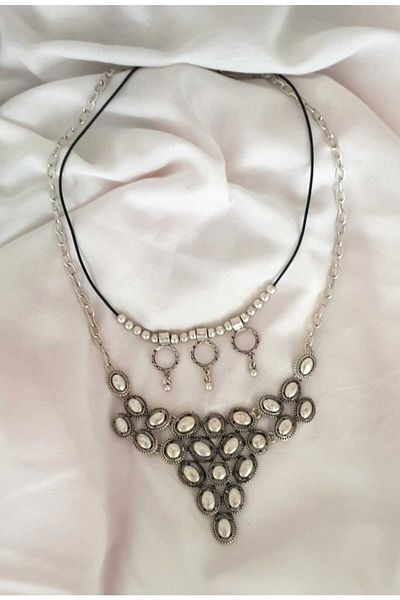 Eva Takı Metal Plated Authentic 2-Piece Zamak Necklace