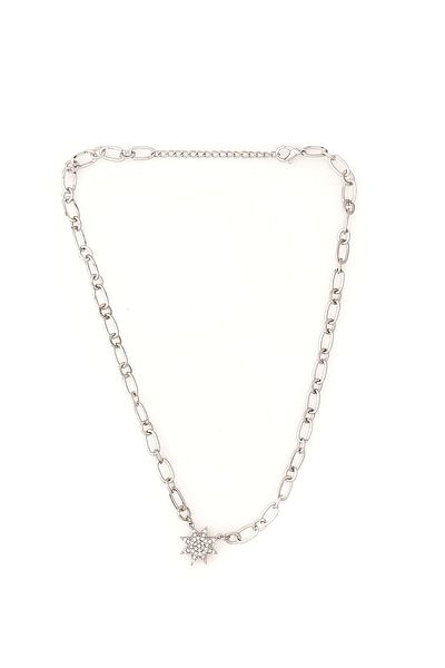 FORIVIA ACCESSORIES Silver Zircon Star Necklace