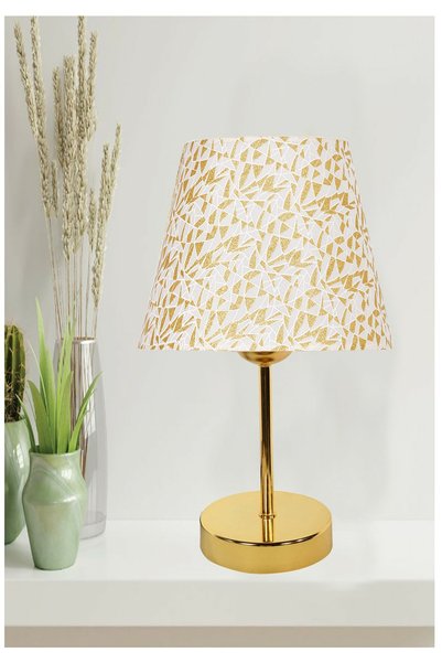 EvLight Masa Lambası Lüx Metal Gold Abajur / Gold Simli