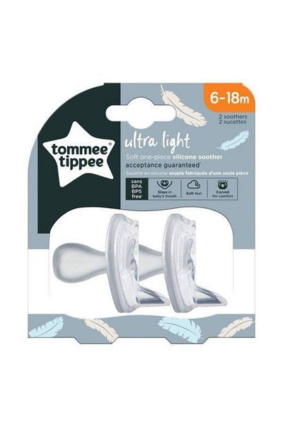 tommee tippee Set of 2 Ultra Light Silicone Pacifiers 6-18 Months