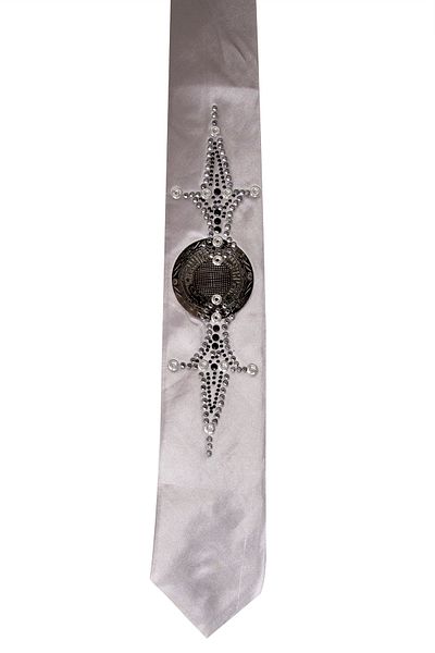 DeepSEA Gray Embroidered Stoned Men's Tie Without Handkerchief2107516