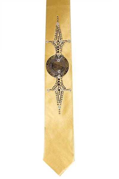 DeepSEA Gold Embroidered Stoned Men's Tie Without Handkerchief2107516