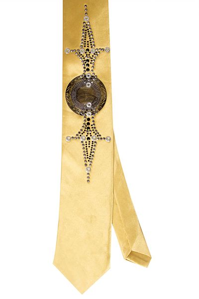 DeepSEA Gold Embroidered Stoned Men's Tie Without Handkerchief2107516