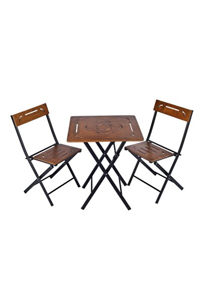 No239 Ahşap Bistro Set Ceviz