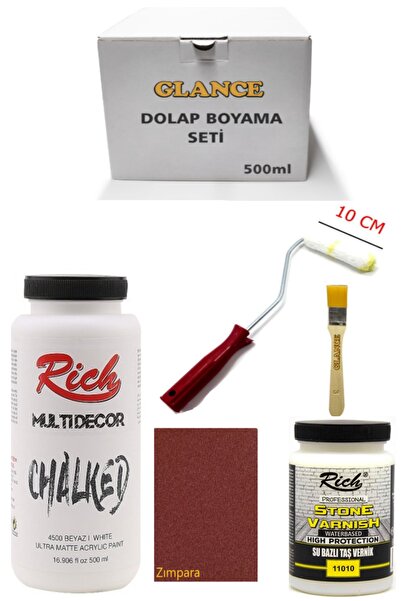 GLANCE Rich Multi Decor Chalked Beyaz 500 Ml Dolap Boyama Seti Mobilya Boyama...