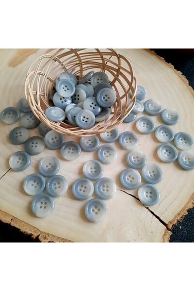 canan dizayn 20 Mm Green Over Gray 4 Holes Polyester Button (15 PCS)