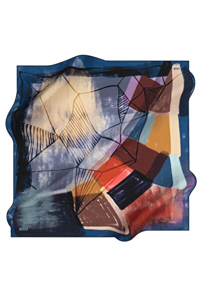 Aker Μεταξωτό κρεπ σατέν μπλε ναυτικό κασκόλ