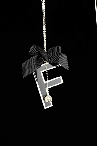 TASARIM ARABAM ATİKE ELİF AKIN Silver Transparent Rearview Ornament Letter F