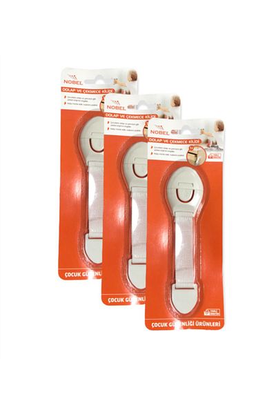 SÖZER ORMAN ÜRÜNLERİ Child Baby Safety Multi-Purpose Lock Cabinet Door Drawer White Goods Safety - (3 PCS)