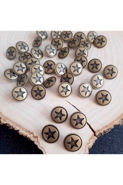 canan dizayn 20 Mm Antique Yellow Footed Star Button (15 PCS)