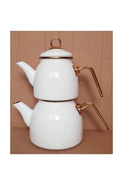 abnturk Nostalji Emaye Golden Çaydanlık Takımı Dışı Renkli, Içi Siyah, Kilit ...