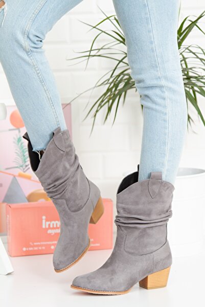 irmona Tokyo Smoked Grey Anthracite Luxury Suede Bellows Κοντές μπότες Dallas