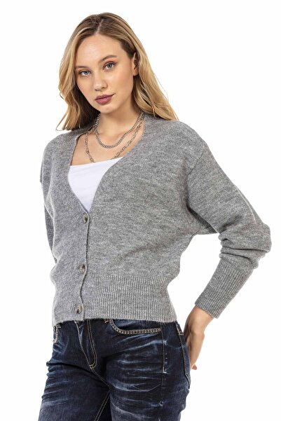 Cipo&Baxx Wp235 Buttoned Short Gray Cardigan