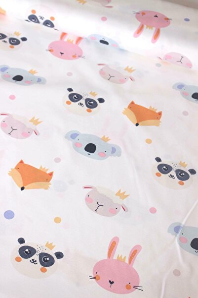 daisy star Turuncu Pembe Mavi Hayvanlar Duck Keten Kumaş