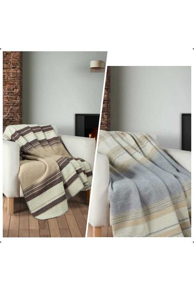 acartekstil Grey-brown 2 Pieces Cotton Single Blanket