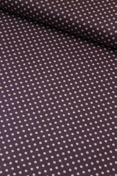 FAAL Mürdüm Zemin Beyaz Puantiye Nevresimlik Poplin Kumaş